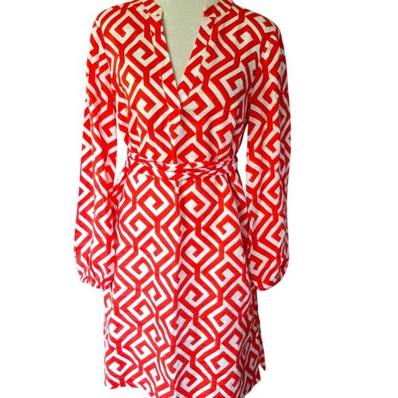 Boden Cleo Red & White Geo Linen Tie-Waist Dress – 100% Linen, Women’s Size 8R - Picture 5 of 15